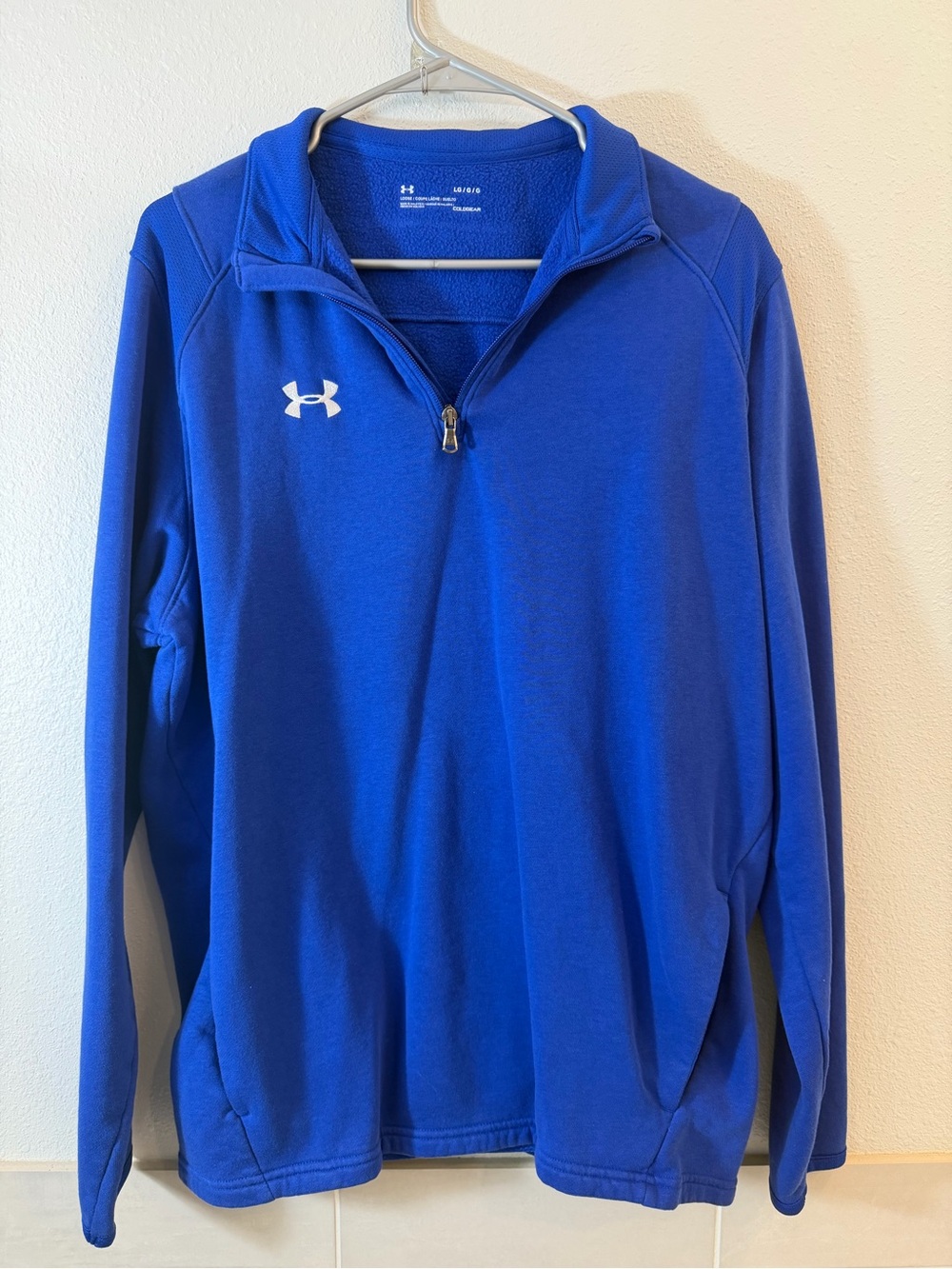 Under Armour Royal Blue Men's Half-Zip Pullover Sweatshirt with White Logo